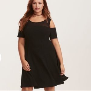 Torrid Black Textured Mesh Skater Dress